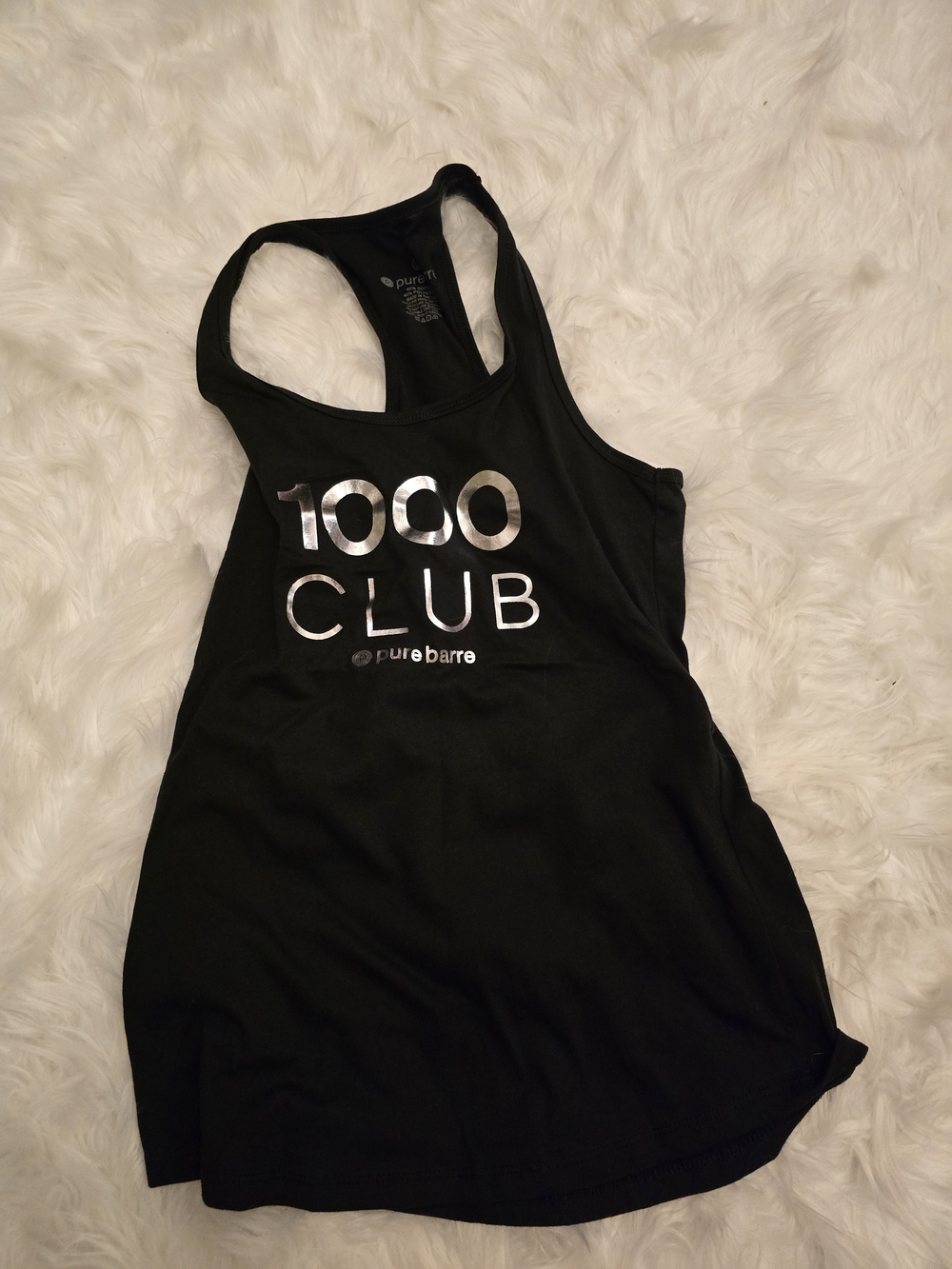 Pure Barre Black Racerback Tank with Metallic Graphic